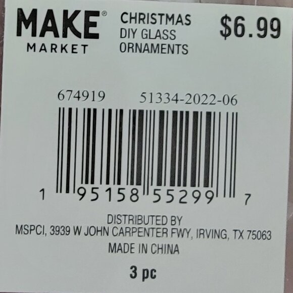 Make Market DIY 3 PC Glass Ornaments for Customized Crafts/Holiday - Picture 3 of 6